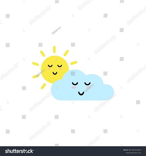 Sun Shining Behind Cloud Emoji Face Stock Vector (Royalty Free ...