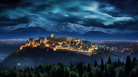 Premium AI Image | Night view of Alhambra