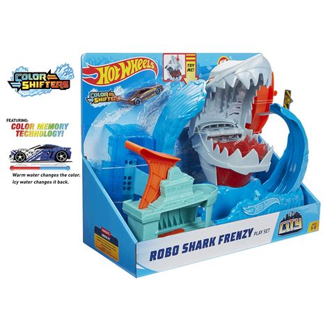 全家樂玩具 Mattel 風火輪 Hot Wheels 風火輪 逃離鯊魚套裝 軌道組 內含一台1 64變色小車 蝦皮購物