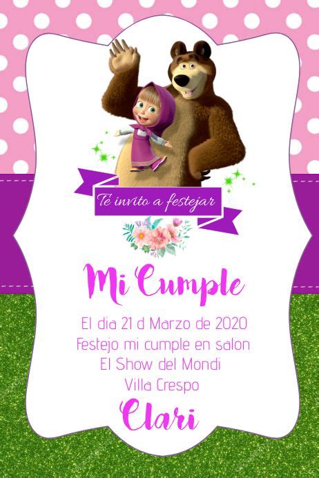 Invitacion De Masha Y El Oso Para Editar Buscar Con Google Fef Spice