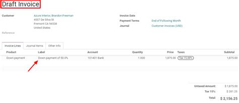 Request A Down Payment Odoo Documentation