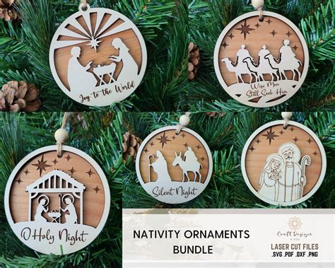 Laser Cut File Nativity Ornament Svg File 3d Layered Wood Ornament