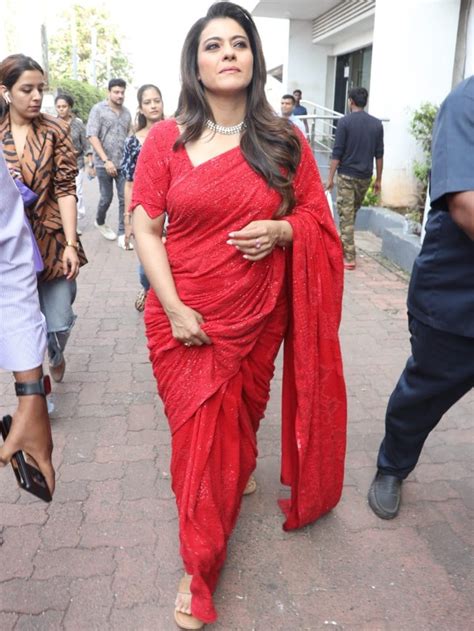 Kajol Channels Her Inner Diva In A Red Saree For Salaam Venky Promotions