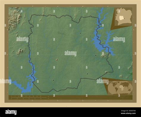 Sassandra Marahoue District Of Cote D Ivoire Colored Elevation Map