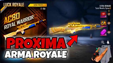 ATRIBUTOS NUEVA ARMA ROYALE en FREE FIRE Próxima LUCK royale de arma