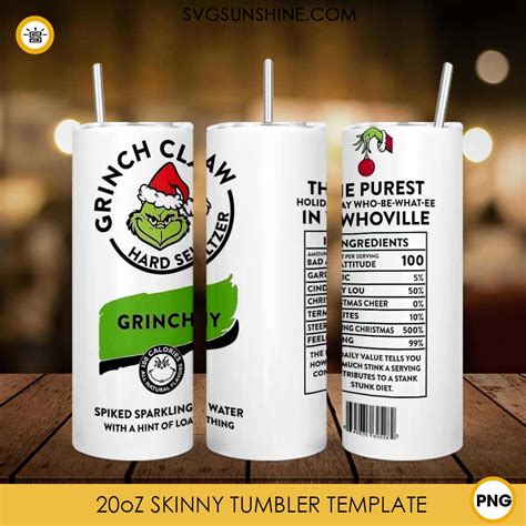 Grinch Tumbler Wrap PNG Grinch Christmas 20oz Skinny Tumbler Wrap PNG