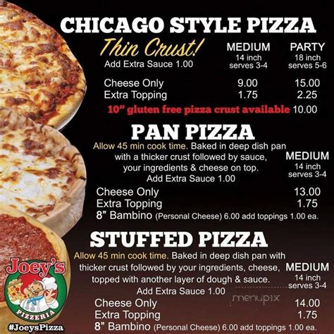 Menu Of Joeys In New Lenox Il 60451