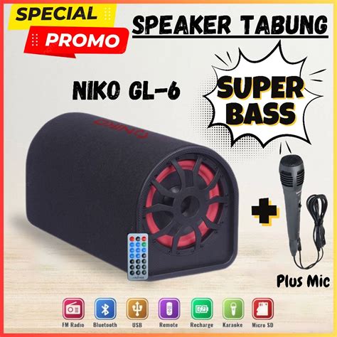 Jual NIKO GL6 Speaker Bluetooth Aktif Ukuran 6inch Plus Mic Extra Bass