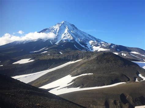 View Of The Koryaksky Volcano On A Sunny Day Stock Image Image Of