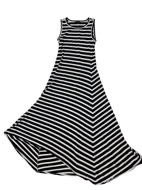 J Crew Womens XXS Striped Asymetrical Hem Maxi Dress Nautical Navy