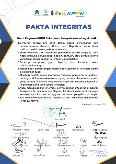 Pakta Integritas Tahun 2023