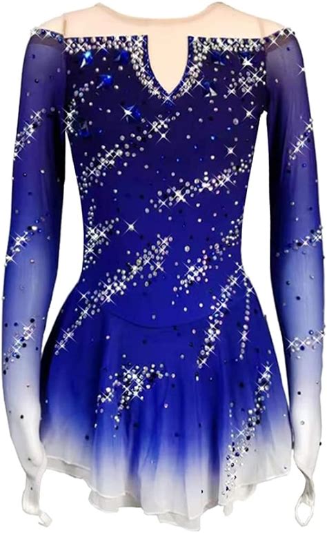 Liuhuo Figure Skating Dress Girls Blue Gradient Performance Ice Skating Dress