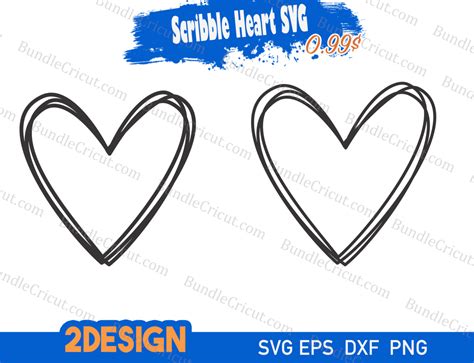 Scribble Heart Svg Bundle Cricut