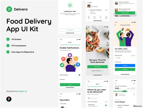 Premium Food Restaurant Delivery Mobile App UI Kit For Figma GFxtra