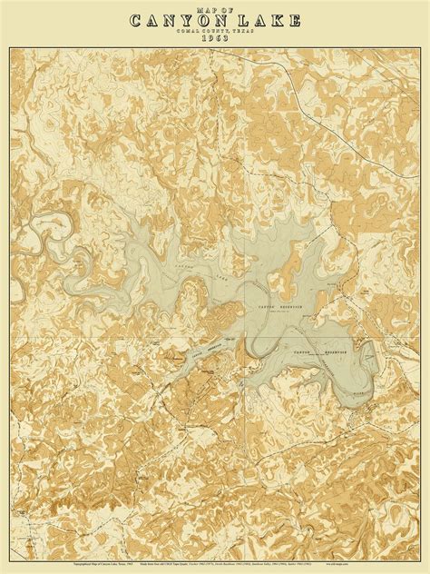 Canyon Lake Sepia Tone 1963 Texas Old Map Usgs Composite Custom Reprint Etsy Canyon Lake