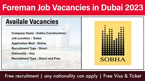 Foreman Job Vacancies In Dubai Don T Miss This Opportunity