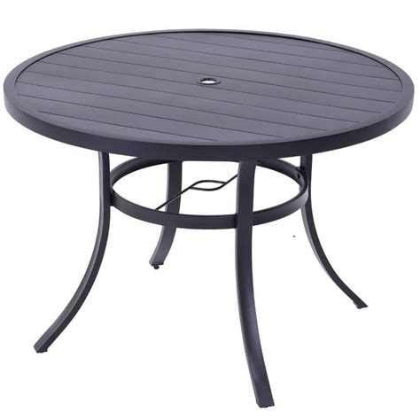 Mondawe Rectangular Composite Outdoor Dining Table Woodgrain Top Patio ...