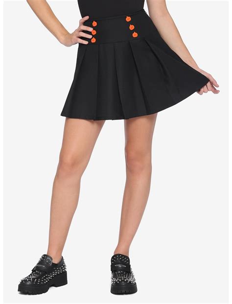 Pumpkin Button Pleated Skirt Hot Topic