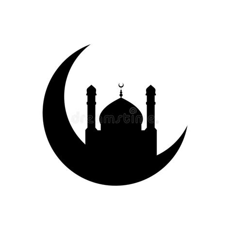 Moskee Halve Maan Silhouet Ramadan Mubarak Wenskaart Halve Maan Met