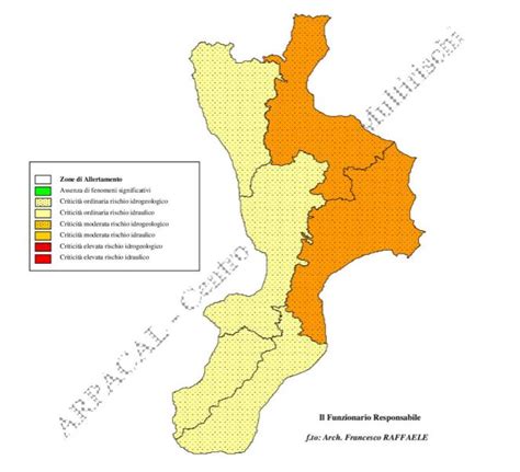 Allerta Meteo Calabria criticità arancione nell area ionica MAPPE e