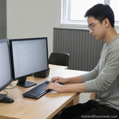 Person Working on Computer | Stable Diffusion Online