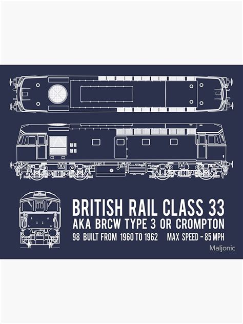 British Rail Class 33 Brcw Type 3 Crompton Locomotive Blueprint Diagram T Sticker For Sale