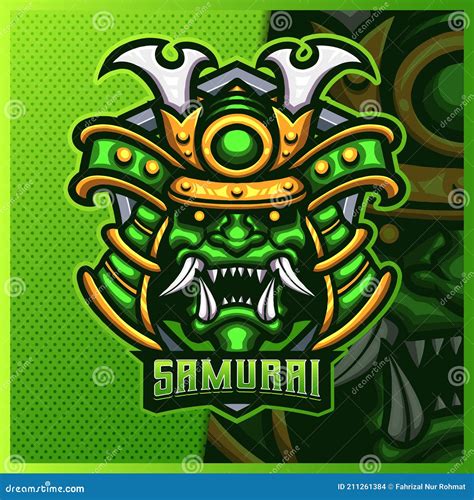 Samurai Oni Mascotte Esport Logo Design Illustrations Vectoriel Mod Le