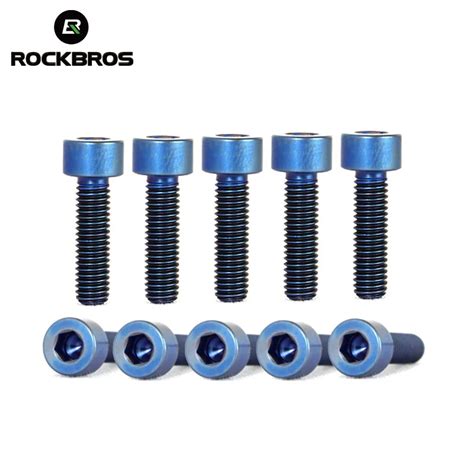 Rockbros Bicycle Bolts Cycling Screws Titanium Ti Bolt Screw M5 X 18mm Allen Head Blue Bike