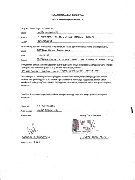 Surat Ijin Orang Tua Pdf