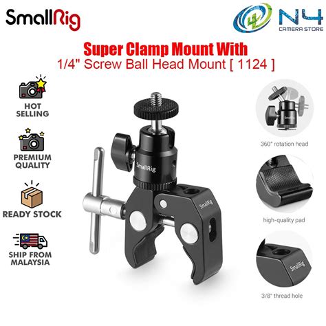 Smallrig Quick Release Clamp Mount With Screw Ball Head Mount Hot Shoe Adapter For Dslr