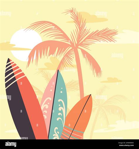 Cartel Of Beach And Surfboard Stock Vector Image And Art Alamy