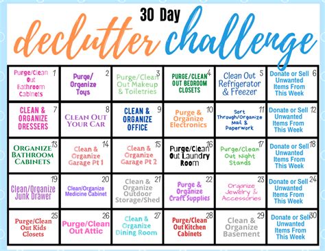 Declutter Challenge 2025 Calendar Noah Zerner