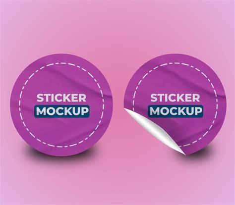 Sticker Mockup Design Psd Template Realistic Round Tag Editable Label