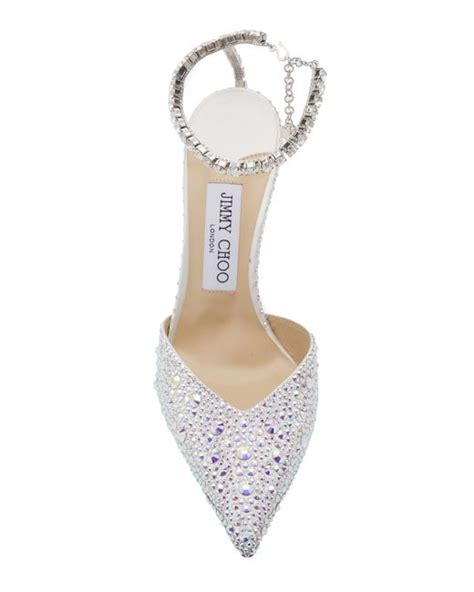 Jimmy Choo Saeda Crystal Embellished Satin Pumps In Metallic Lyst