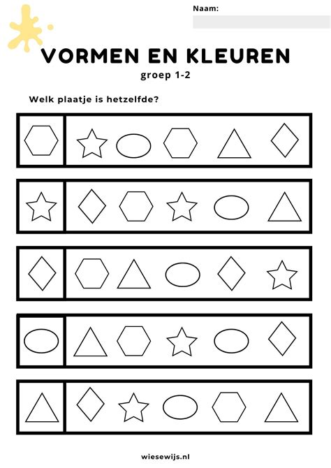 Werkblad Vormen Groep 1 2 Zoek Dezelfde Werkbladen Logopedie Spelletjes Kleuterschool Werkbladen