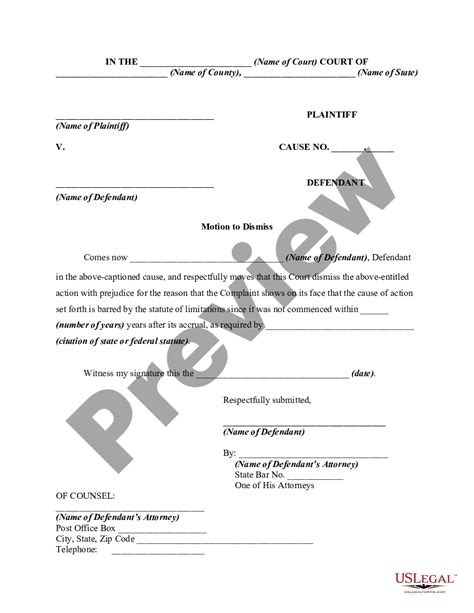 Free Motion To Dismiss Template