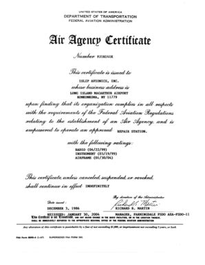 Fillable Online Faa Air Agency Certificate Islip Avionics Inc Fax