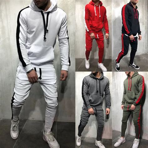 2019 New Mens Tracksuits 2 Piece Set Men Autumn Hip Pop Hoodies Set