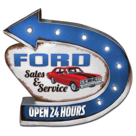 Ford Service Light Up Tin Sign Swiftflyte Online