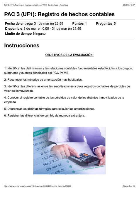 PAC 3 UF1 Registro De Hechos Contables AF M09 Contabilidad Y