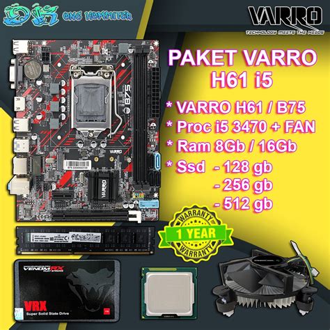 Jual Paket Core I5 3470 Include Ssd Motherboard H61 Varro Core I5