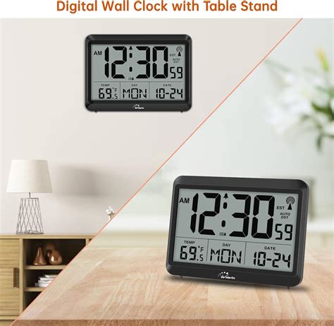 Wallarge Reloj Atómico Con Pilas Reloj De Pared Digital Con Segundos Y