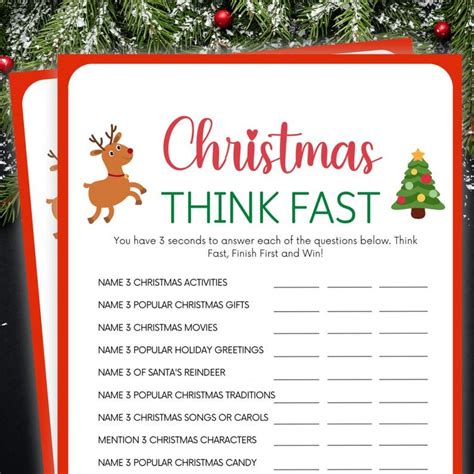 Christmas Games Think Fast Printable Christmas Party Games Christmas