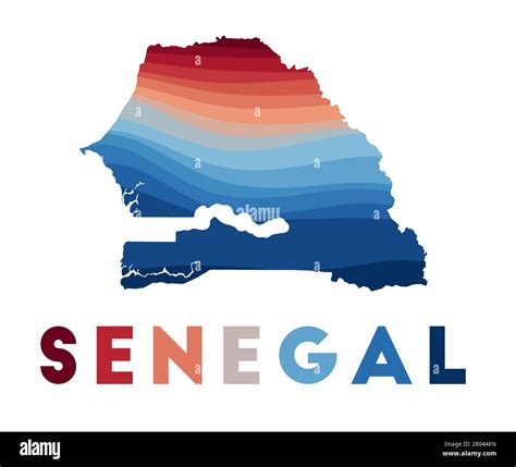 Senegal Map Map Of The Country With Beautiful Geometric Waves In Red