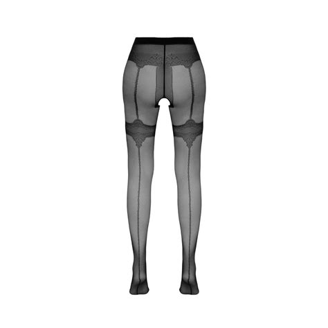 Cottelli Legwear Crotchless Tights Collant Nero Cavallo Aperto Seta