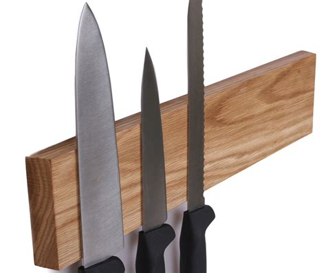 Price Reduced Oak Magnetic Wall Mounted Knife Holder Felt