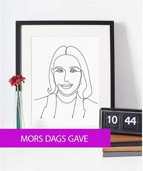 Mors Dags Gave Line Art Tegning Efter Dine Fotos Ideer Til Gaver