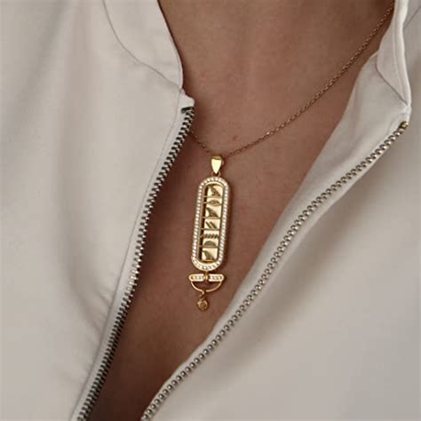 Collier De Nom Personnalis Cartouche Or Carats Personnalis Fait