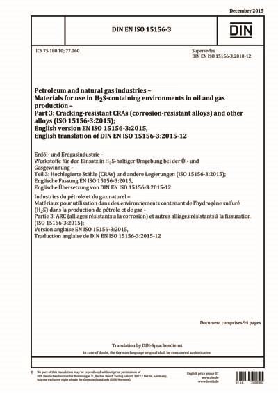 DIN EN ISO 15156 3 2015 Petroleum And Natural Gas Industries