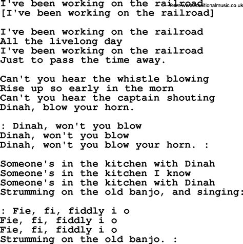 Old American Song Lyrics For I Ve Been Working On The Railroad With PDF